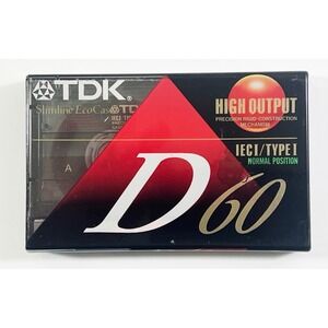 1 TDK D60 Slimline EcoCase High Output Type I Blank Cassette New!